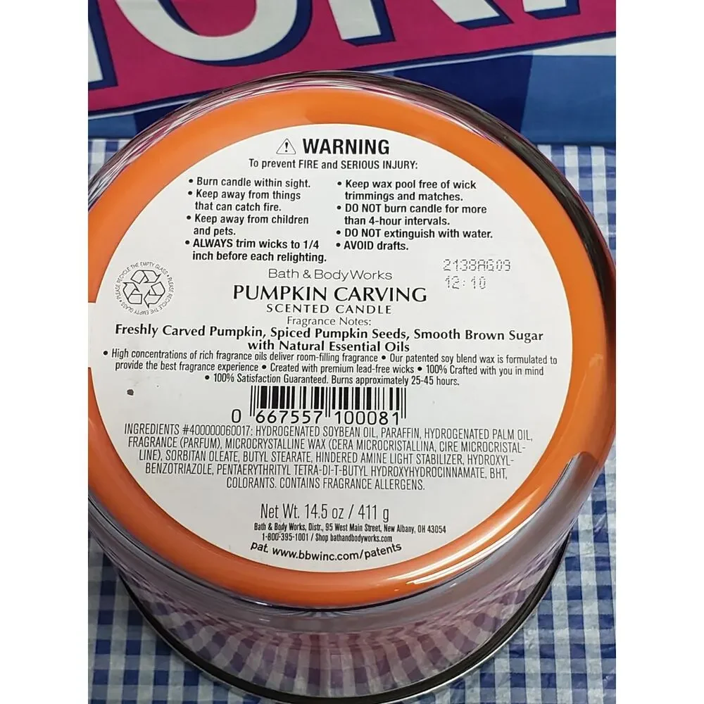 BBW Pumpkin Carving Large 3 Wick Candle Halloween Home Fragrance Decor